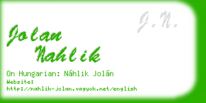 jolan nahlik business card
