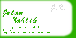 jolan nahlik business card